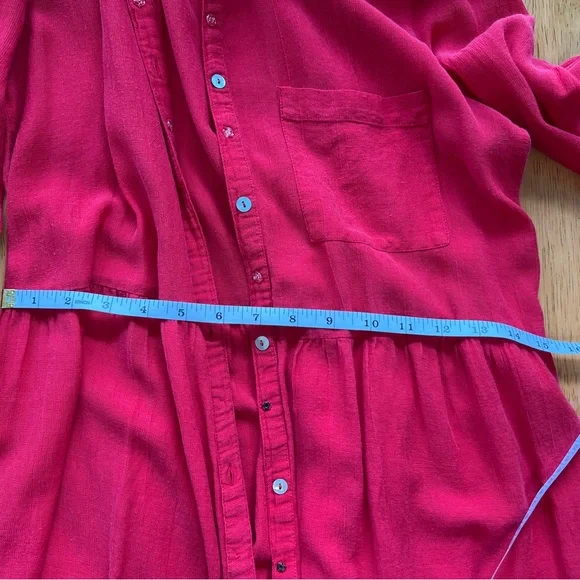 Red Tunic button up shirt dress - Picture 2 of 5